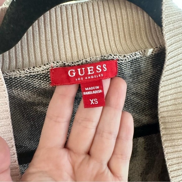 Guess Madam Zebra Printed Tan Thick Long Cardigan - Picture 6 of 16